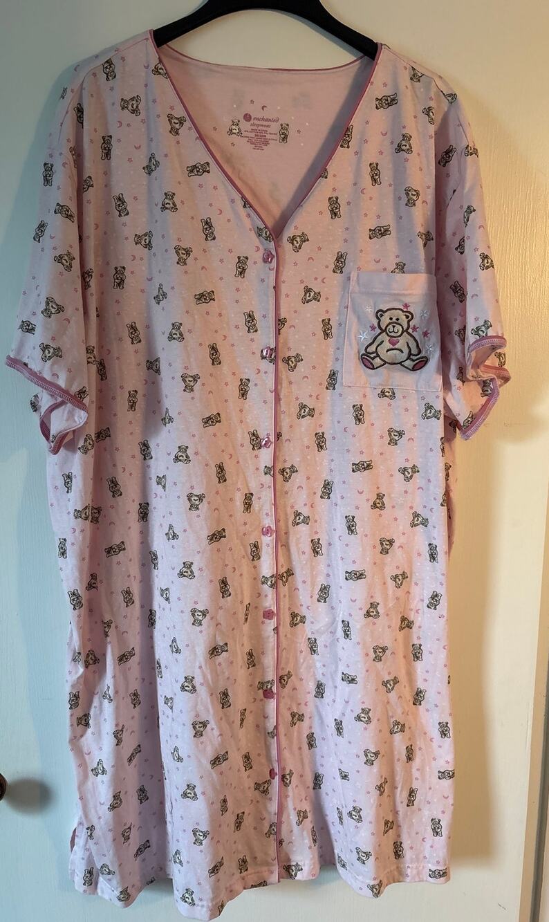 Enchanted Sleepwear All Over Print Teddy Bear Nightgown Plus Size 30/32W